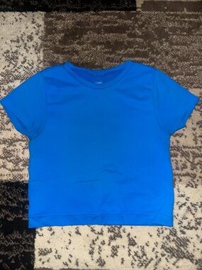 Garage Bright Blue Short Sleeve Crew Crop Tee